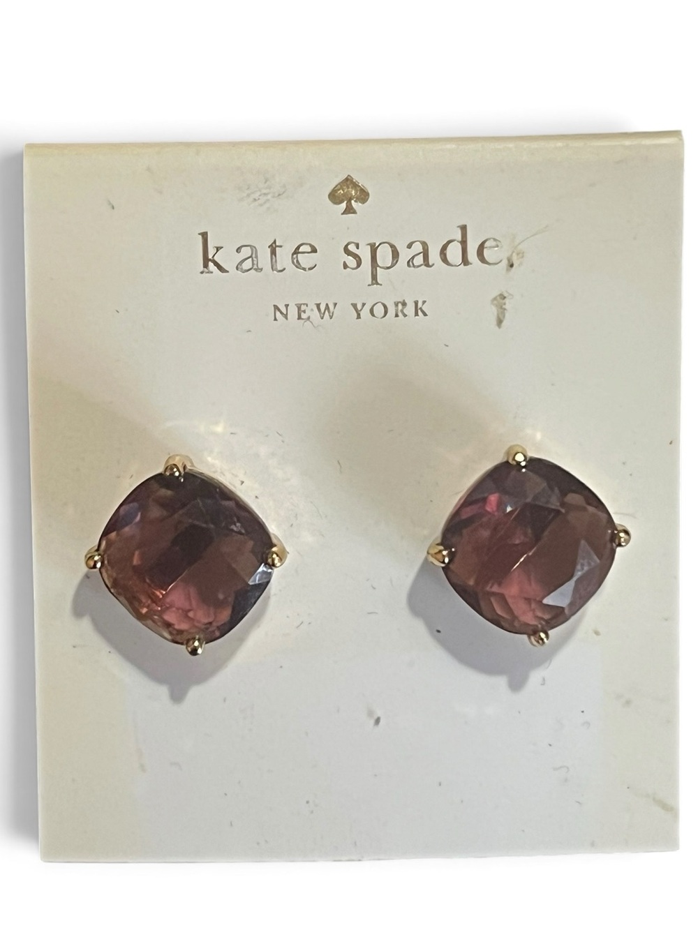 Kate Spade Purple Gumdrop Cushion Stud Earrings Gold Tone